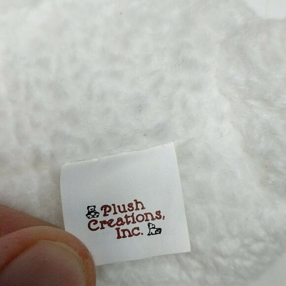 Plush Creations White Teddy Bear Red Heart Bow 7.25" - Picture 6 of 6